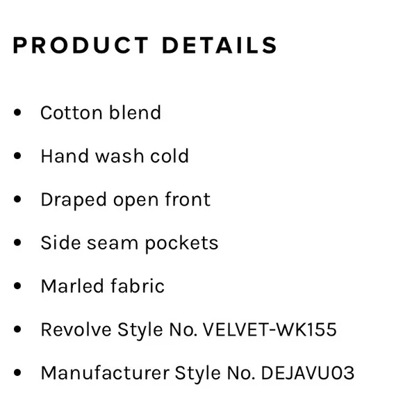 NWOT Velvet by Graham & Spencer Dejavu Draped Cardigan - Picture 9 of 9